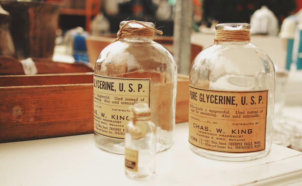 Pierwsze butelki gliceryny dla zastosowania komercyjnego